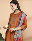 Stitch Embroidered A-Line Kurta And Palazzo Set