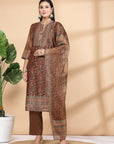 Floral Printed Poly Chanderi Kurta And Palazzo Set With Dupatta