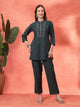 Solid A-Line Cotton Kurta Set with Embroidery & Palazzo