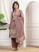 Geometric Printed A-Line Poly Chanderi Kurta Set with Dupatta