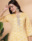 Women Abstract Printed Kurta And Palazzo Set