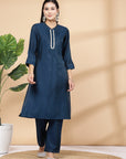 Women'S Solid A-Line Kurta And Palazzo Set