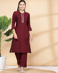 Women'S Solid A-Line Kurta And Palazzo Set