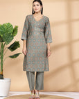 Women'S Printed A-Line Kurta And Palazzo Set With Dupatta