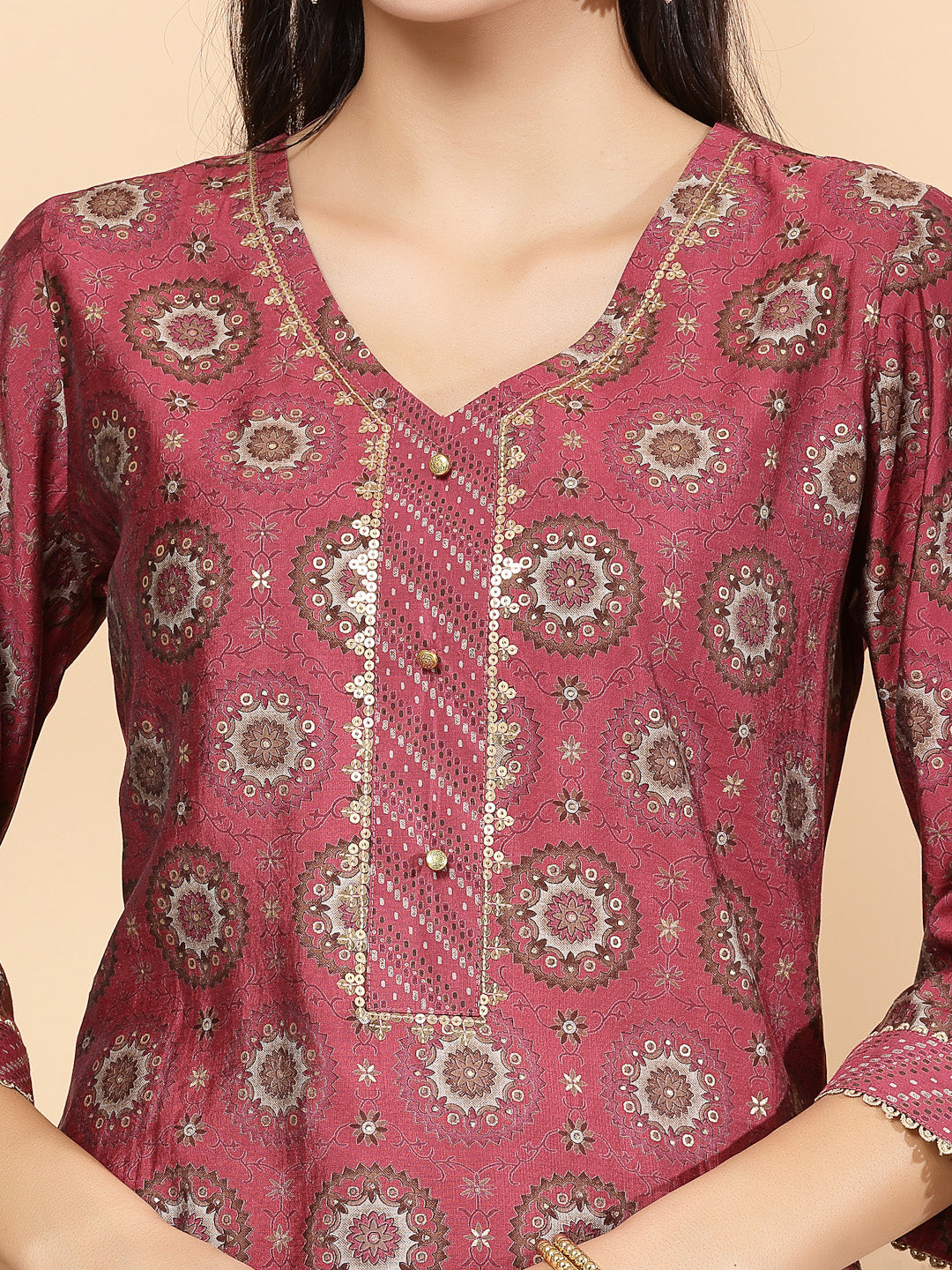 Women&#39;S Printed A-Line Kurta And Palazzo Set With Dupatta