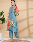 Floral Printed A-Line Kurti And Palazzo Co-Ord Set