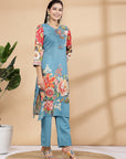 Floral Printed A-Line Kurti And Palazzo Co-Ord Set