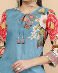 Floral Printed A-Line Kurti And Palazzo Co-Ord Set