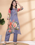 Floral Printed A-Line Kurti And Palazzo Co-Ord Set