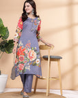 Floral Printed A-Line Kurti And Palazzo Co-Ord Set