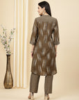 Women Printed Mandarin Collar Tunic And Palazzo Co-Ord Set