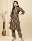 Women Printed Mandarin Collar Tunic And Palazzo Co-Ord Set