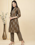 Women Printed Mandarin Collar Tunic And Palazzo Co-Ord Set