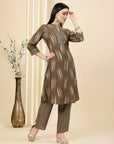 Women Printed Mandarin Collar Tunic And Palazzo Co-Ord Set