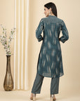 Women Printed Mandarin Collar Tunic And Palazzo Co-Ord Set