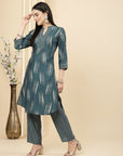 Women Printed Mandarin Collar Tunic And Palazzo Co-Ord Set