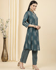 Women Printed Mandarin Collar Tunic And Palazzo Co-Ord Set