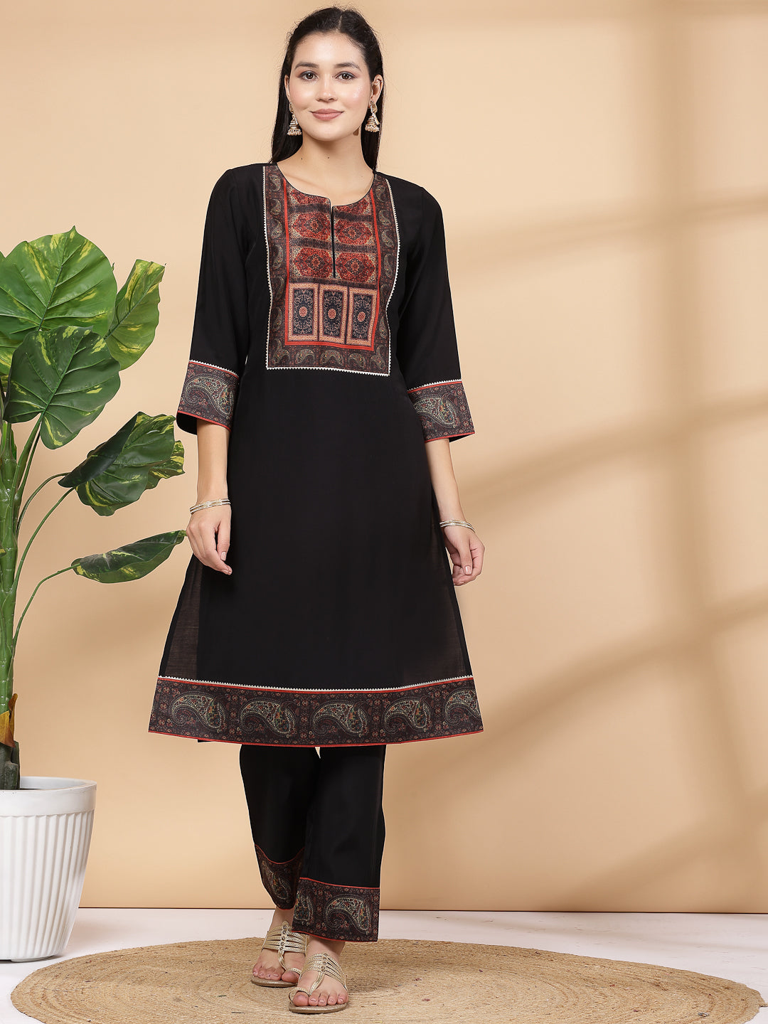 Women&#39;S Modal Chanderi Kurta Set With Dupatta