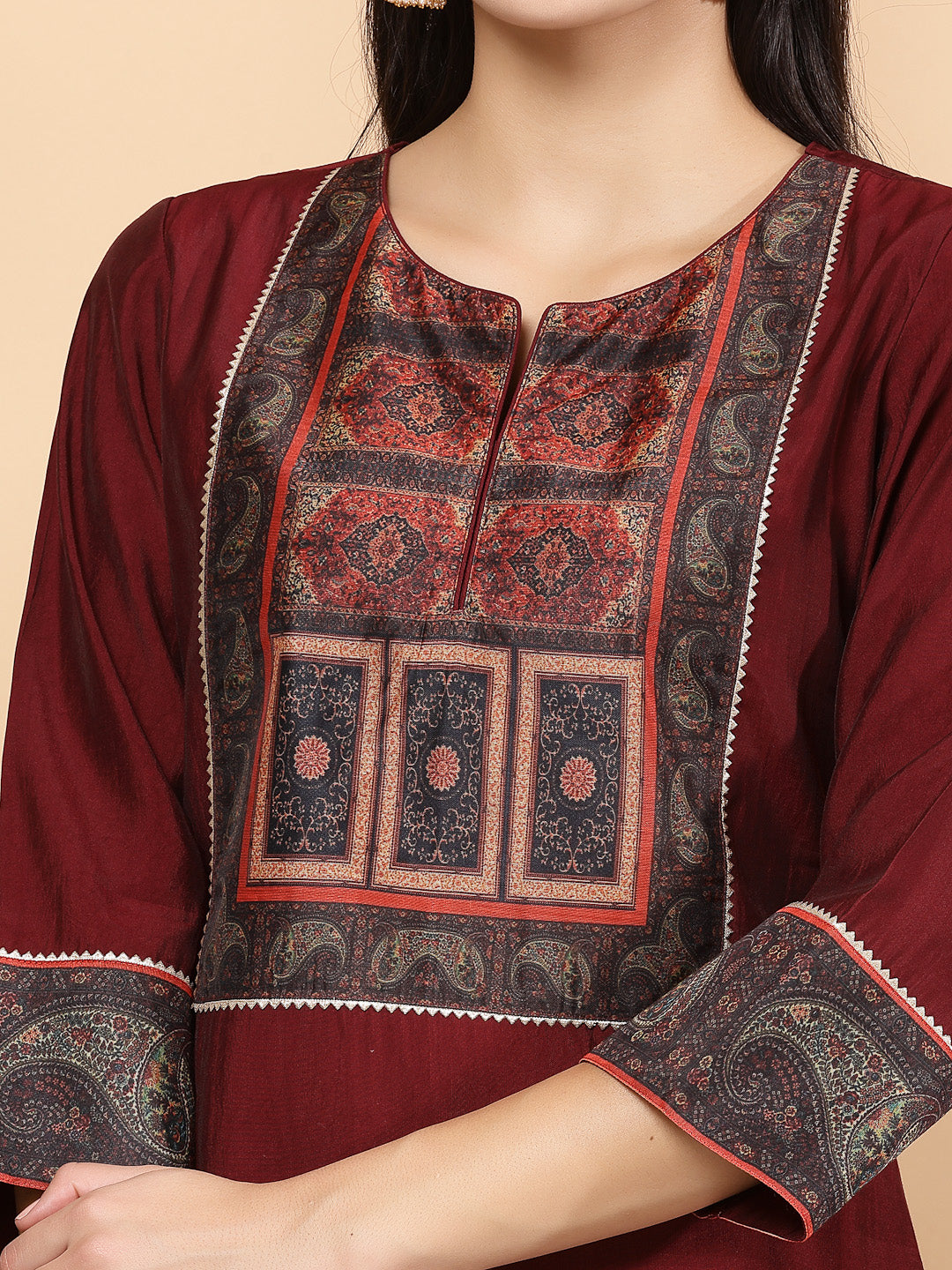 Women&#39;S Modal Chanderi Kurta Set With Dupatta