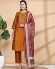 Stitch Embroidered A-Line Kurta And Palazzo Set