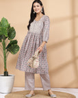 Printed Flared Kurta And Palazzo Co-Ord Set