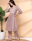 Printed Flared Kurta And Palazzo Co-Ord Set