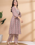 Printed Flared Kurta And Palazzo Co-Ord Set