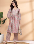 Printed Flared Kurta And Palazzo Co-Ord Set