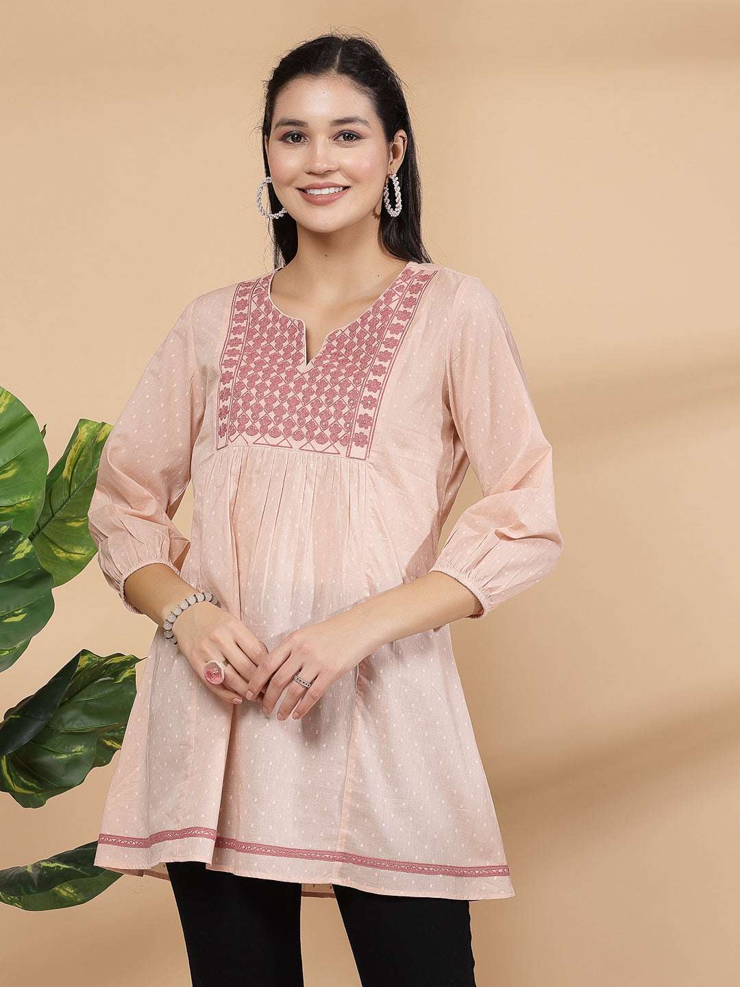 Floral Embroidered Cotton Tunic