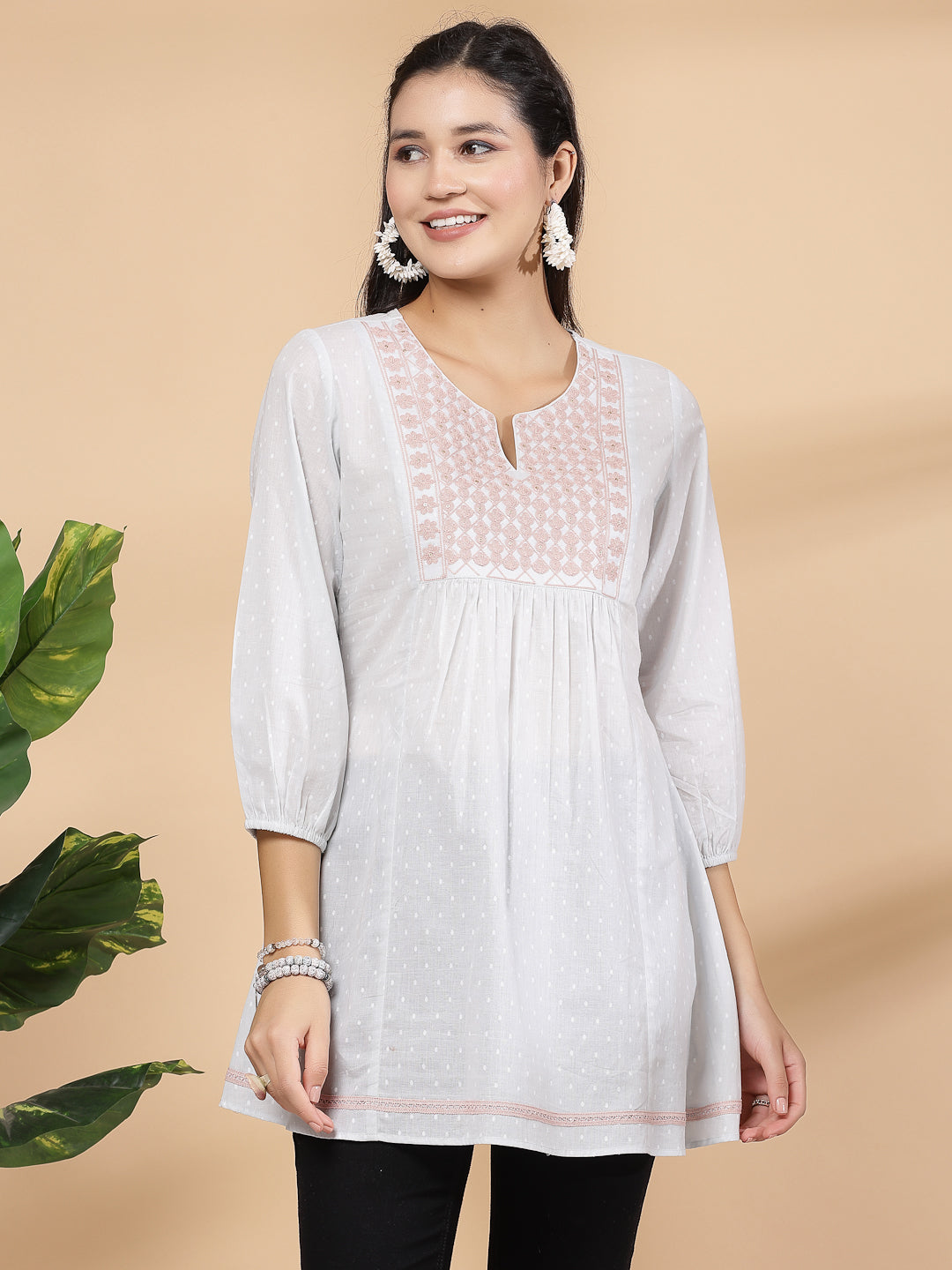 Floral Embroidered Cotton Tunic