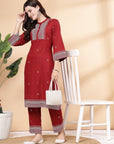 Women'S Khadi Printed A-Line Kurta And Palazzo Set