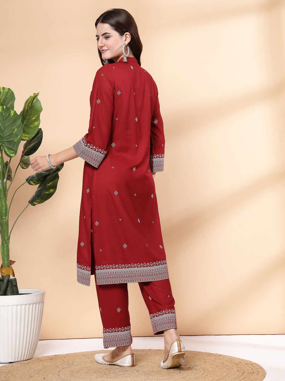 Women&#39;S Khadi Printed A-Line Kurta And Palazzo Set