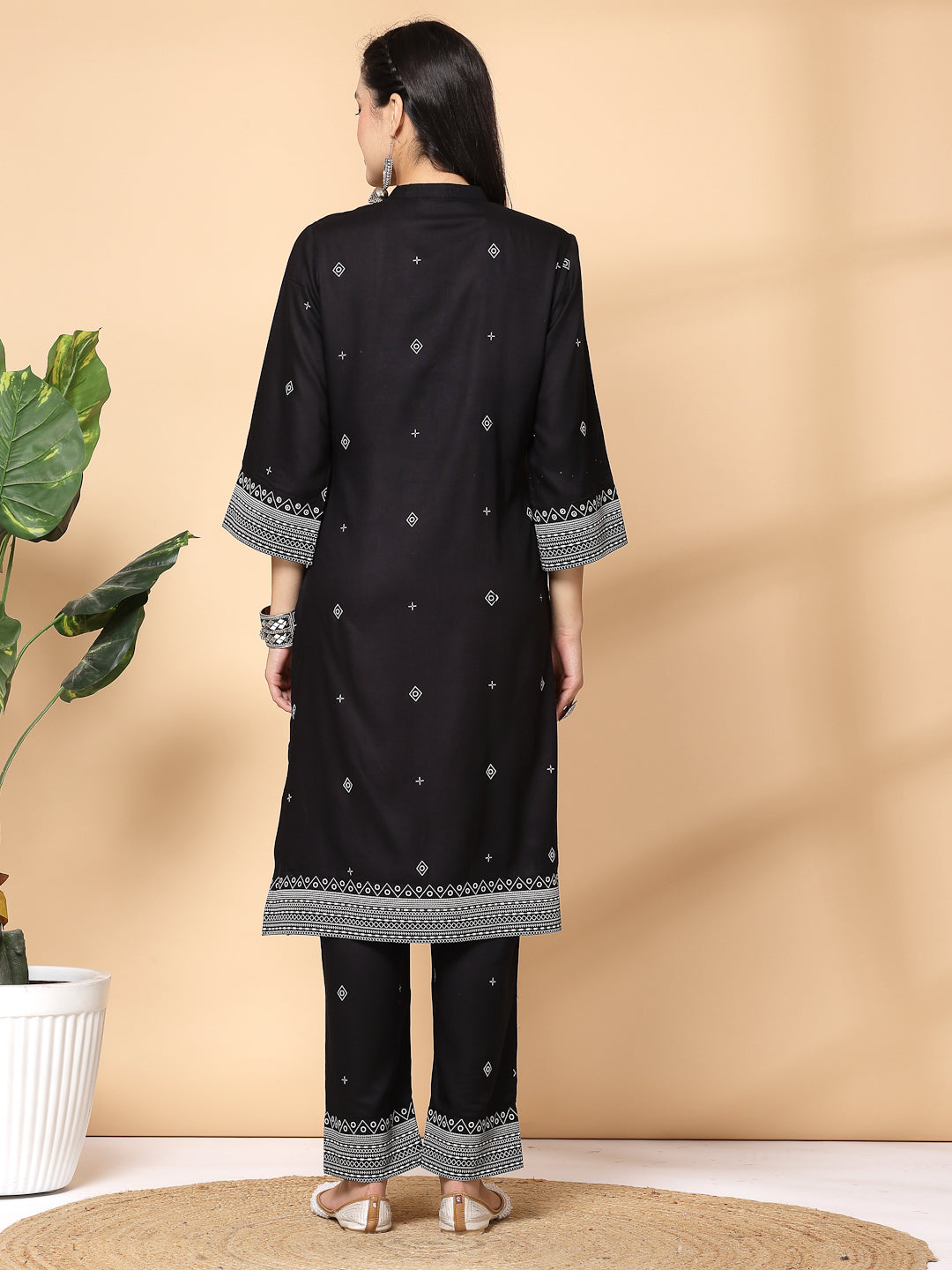 Women&#39;S Khadi Printed A-Line Kurta And Palazzo Set