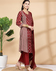 Women'S Mix And Match Kurta And Palazzo Set With Dupatta