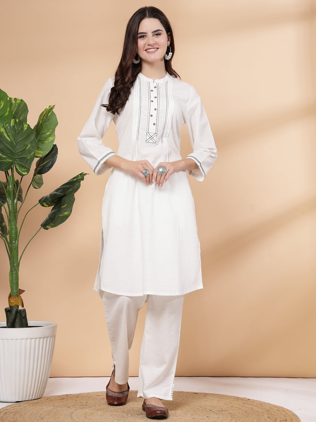 Solid A-Line Kurta And Palazzo Set