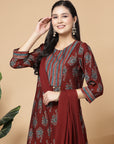 Modal Chanderi A-Line Kurta And Palazzo With Dupatta