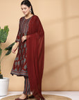 Modal Chanderi A-Line Kurta And Palazzo With Dupatta