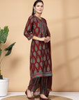 Modal Chanderi A-Line Kurta And Palazzo With Dupatta