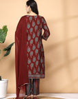 Modal Chanderi A-Line Kurta And Palazzo With Dupatta