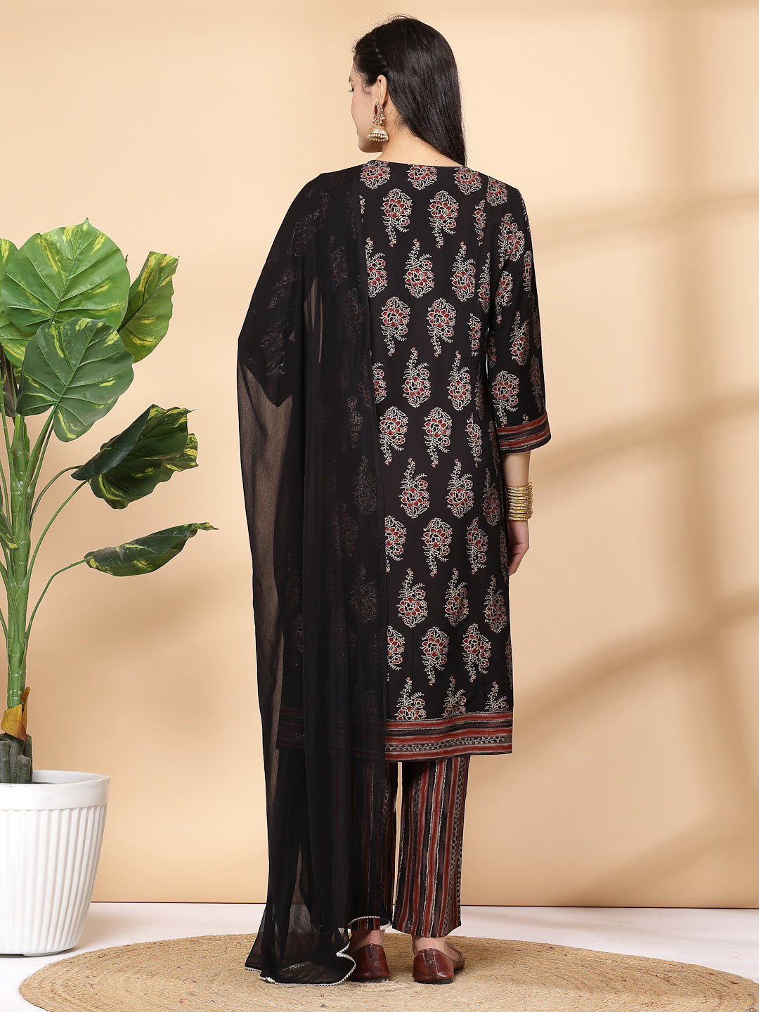 Modal Chanderi A-Line Kurta And Palazzo With Dupatta