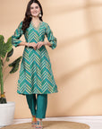 Printed Modal Chanderi Kurta With Embroidery And Solid Palazzo