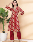 Printed Modal Chanderi Kurta With Embroidery And Solid Palazzo