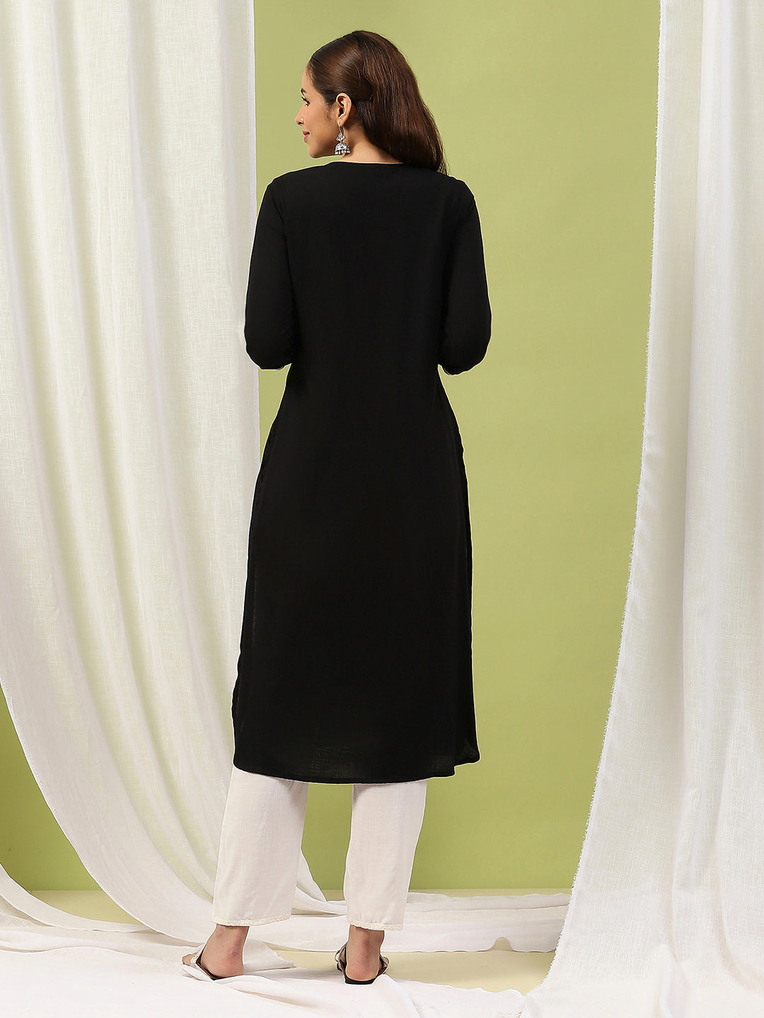 Viscose Rayon A-Line Kurta Set with Embroidery &amp; Laced Dupatta