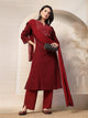 Schiffli Cotton Kurta Set with Sequin Embroidery, Palazzo & Lace Dupatta