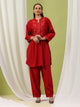 Cotton Straight Kurta Set with Paisley Embroidery & Afghani Salwar