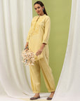 Cotton Straight Kurta Set with Paisley Embroidery & Afghani Salwar