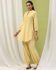 Cotton Straight Kurta Set with Paisley Embroidery & Afghani Salwar