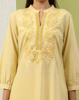 Cotton Straight Kurta Set with Paisley Embroidery & Afghani Salwar
