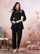 Solid A-Line Viscose Tunic Set with Thread Embroidery & Embroidered Palazzo
