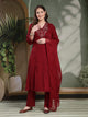 Zari Embroidered Viscose Rayon Kurta Set with Palazzo & Lace Dupatta